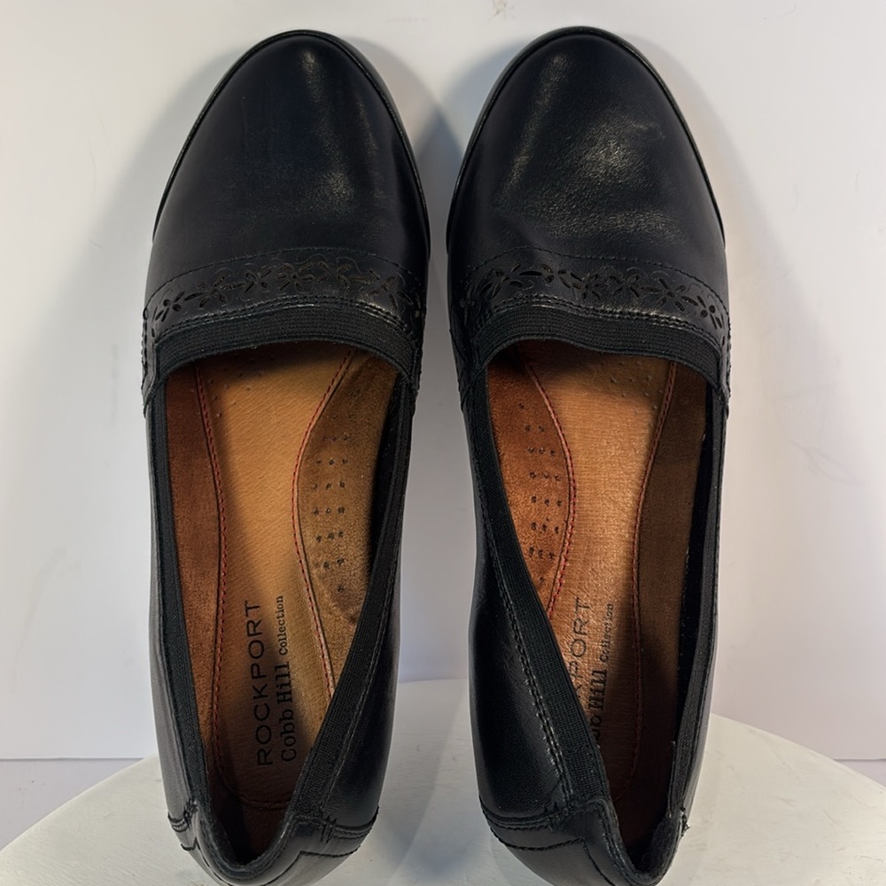 Rock port Cobb Hill Gigi Slip-On Sz 9 Black Leather Career Comfort Classic - Picture 6 of 8